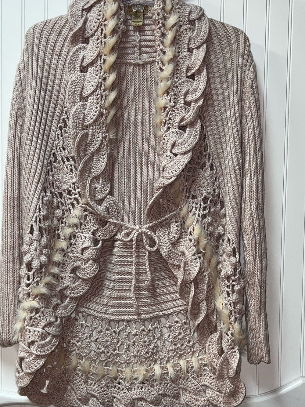 Midnight Velvet Boho Cardigan Sweater XL